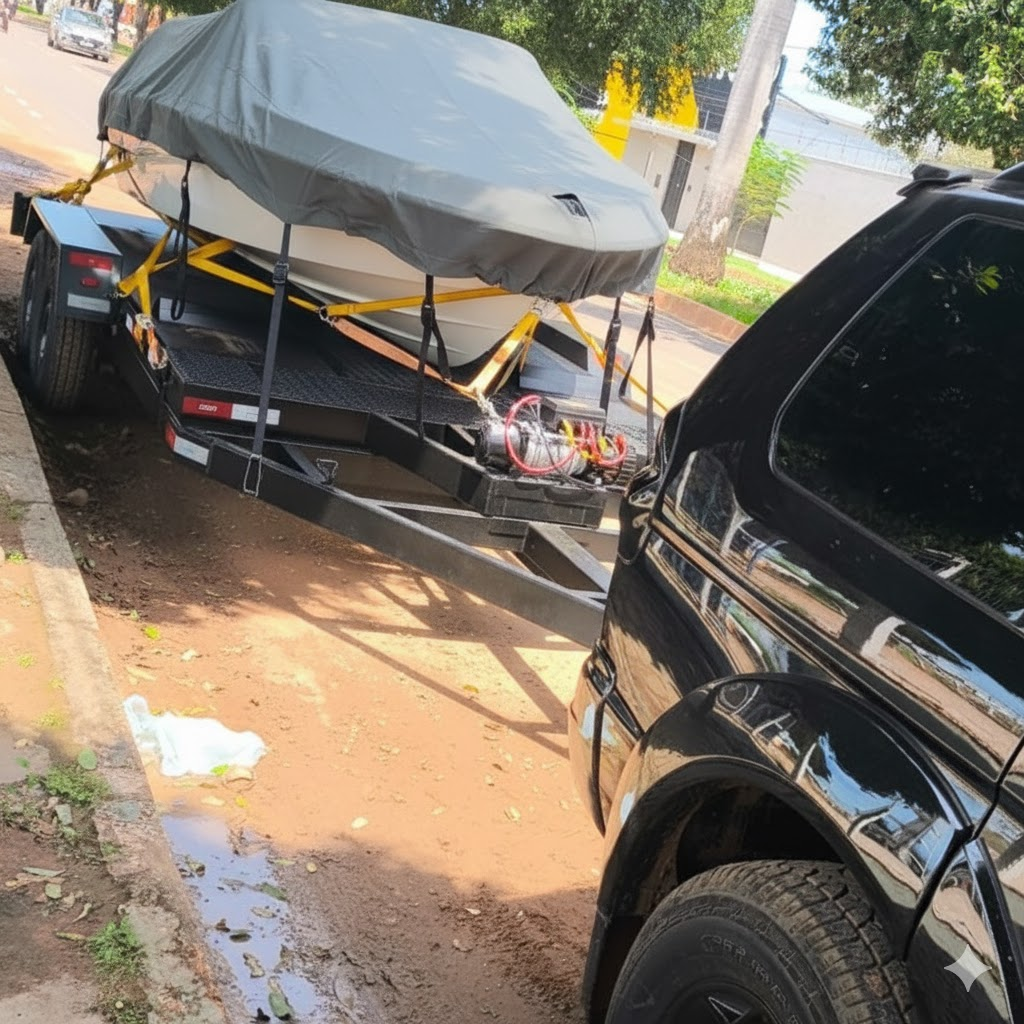 Detalhe de reboque de embarcação em Sinop